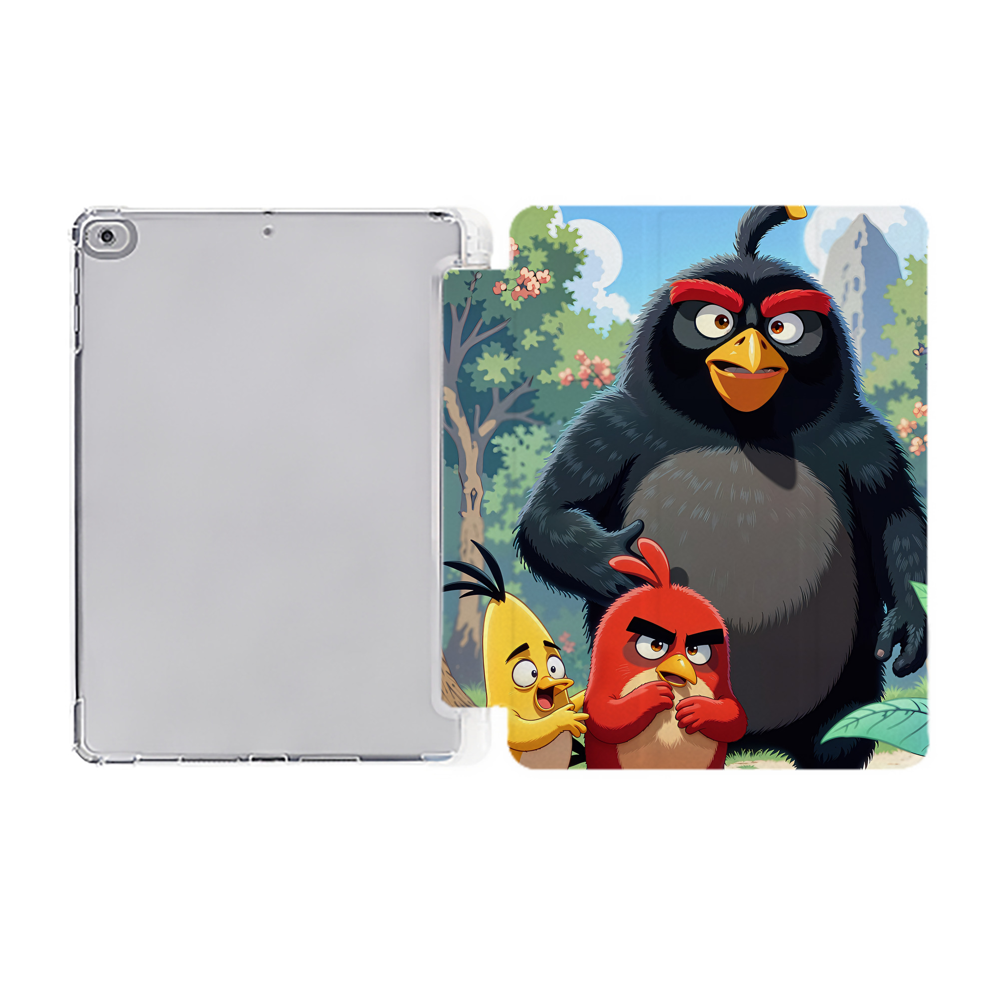 （画像用） Angry Birds アングリーバード IPad ケース ペン収納付き 三つ折りスタンド PUレザー×シリコン 対応機種9.5/10.5/10.9インチ